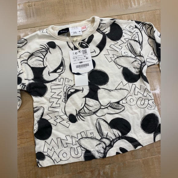 Zara Disney kids baby girl Minnie Mouse long sleeve tee shirt top Nwt - Picture 2 of 8